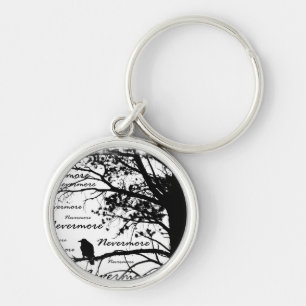 Zwart-witte nevermore Raven Silhouette Tree Sleutelhanger