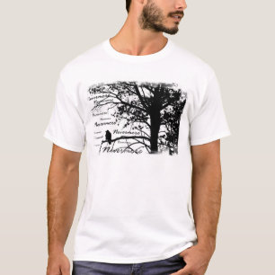 Zwart-witte nevermore Raven Silhouette Tree T-shirt