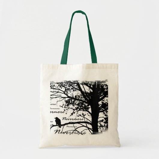Zwart-witte nevermore Raven Silhouette Tree Tote Bag (Voorkant)