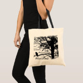 Zwart-witte nevermore Raven Silhouette Tree Tote Bag (Voorkant (product))