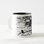 Zwart-witte nevermore Raven Silhouette Tree Tweekleurige Koffiemok (Voorkant links)