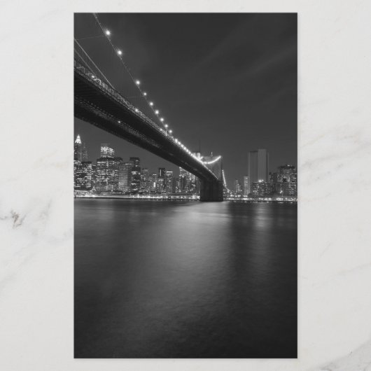 Zwart Witte New York City Silhouet Briefpapier (Voorkant)