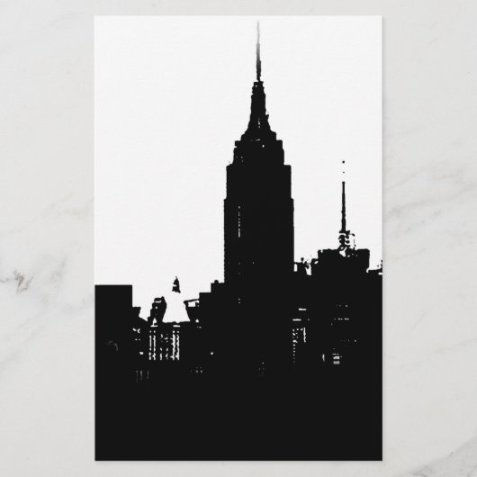 Zwart Witte New York Silhouet Briefpapier (Voorkant)