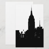 Zwart Witte New York Silhouet Briefpapier (Voorkant / Achterkant)