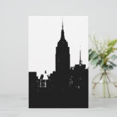 Zwart Witte New York Silhouet Briefpapier (Staand voorkant)