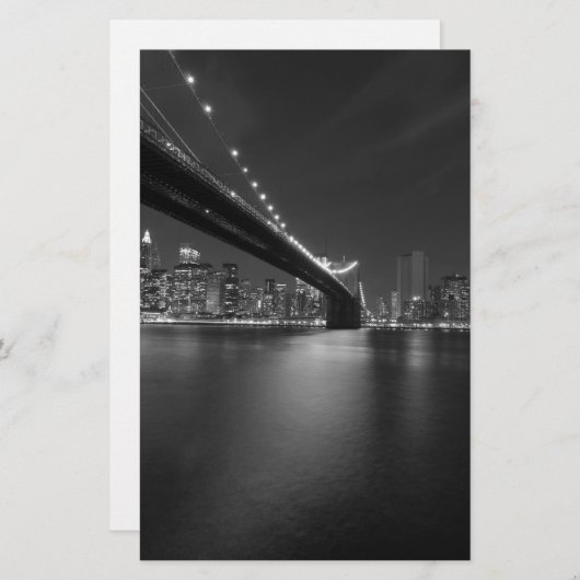 Zwart Witte New Yorkse Stadssilhouet Briefpapier (Voorkant / Achterkant)