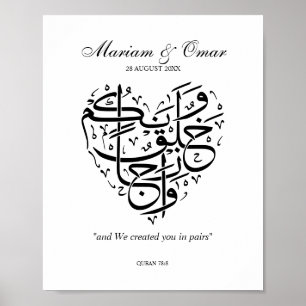 Zwart & Witte Nikkah Huwelijk Poster