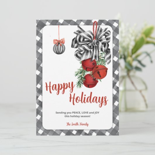 Zwart-witte Noël kerstkaart (Staand voorkant)