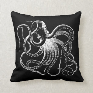 Zwart-witte Octopus Illustratie Kussen