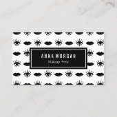 Zwart-witte ogen & lips Makeup artiest Visitekaartje (Voorkant)