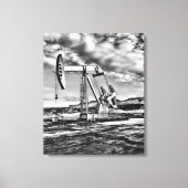 Zwart-witte oliebron pompen (Pumpjack) Unit Canvas Afdruk (Voorkant)