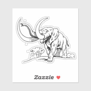 Zwart-witte olifant illustratie sticker