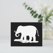Zwart-Witte Olifant Silhouet Briefkaart (Staand voorkant)