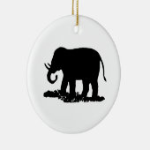 Zwart-Witte Olifant Silhouet Keramisch Ornament (Rechts)
