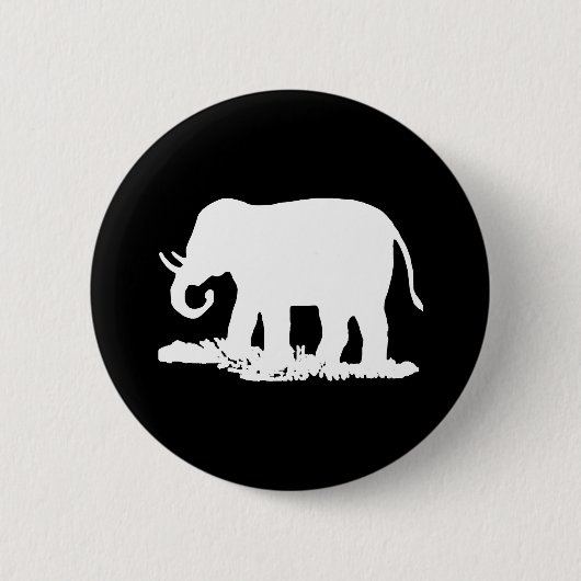 Zwart-Witte Olifant Silhouet Ronde Button 5,7 Cm (Voorkant)