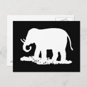 Zwart-witte olifant Silhouette Briefkaart (Voorkant / Achterkant)