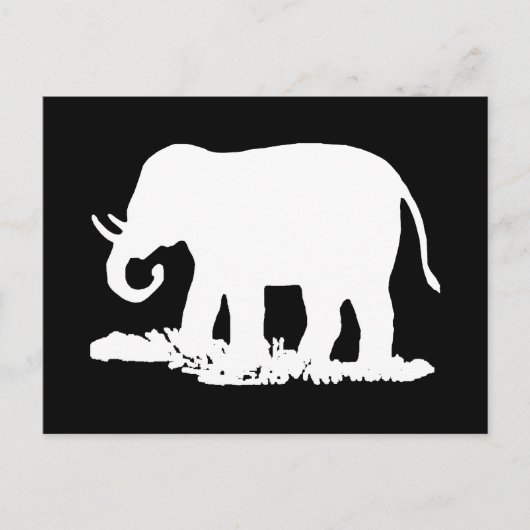 Zwart-witte olifant Silhouette Briefkaart (Voorkant)