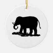 Zwart-witte olifant Silhouette Keramisch Ornament (Voorkant)