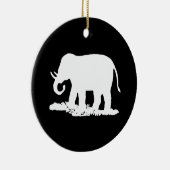 Zwart-witte olifant Silhouette Keramisch Ornament (Rechts)