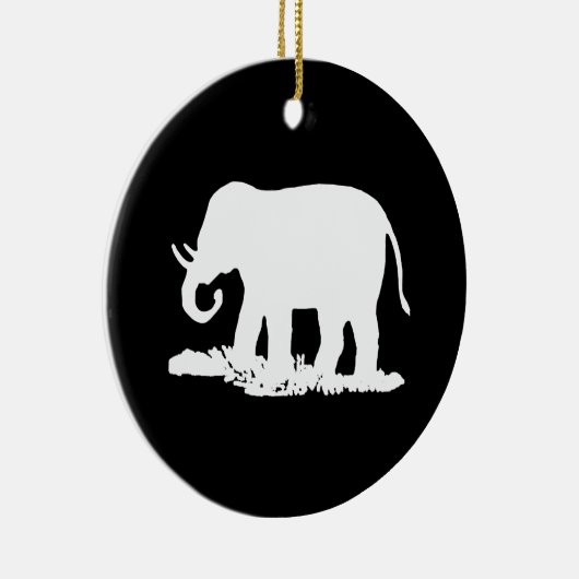 Zwart-witte olifant Silhouette Keramisch Ornament (Rechts)