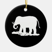 Zwart-witte olifant Silhouette Keramisch Ornament (Voorkant)