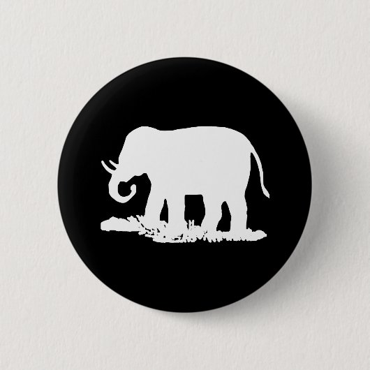 Zwart-witte olifant Silhouette Ronde Button 5,7 Cm (Voorkant)