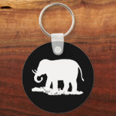 Zwart-witte olifant Silhouette Sleutelhanger (Voorkant)