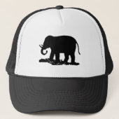 Zwart-witte olifant Silhouette Trucker Pet (Voorkant)