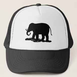 Zwart-witte olifant Silhouette Trucker Pet