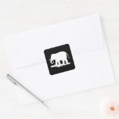 Zwart-witte olifant Silhouette Vierkante Sticker (Envelop)