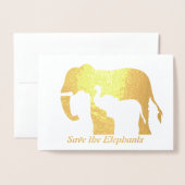 Zwart-witte olifanten folie kaarten (Voorkant met envelop)