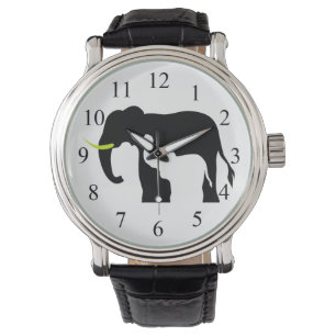 Zwart-witte olifanten horloge