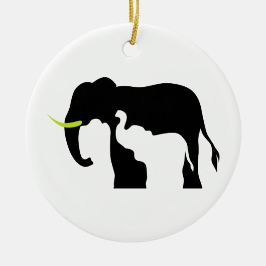 Zwart-witte olifanten keramisch ornament (Voorkant)