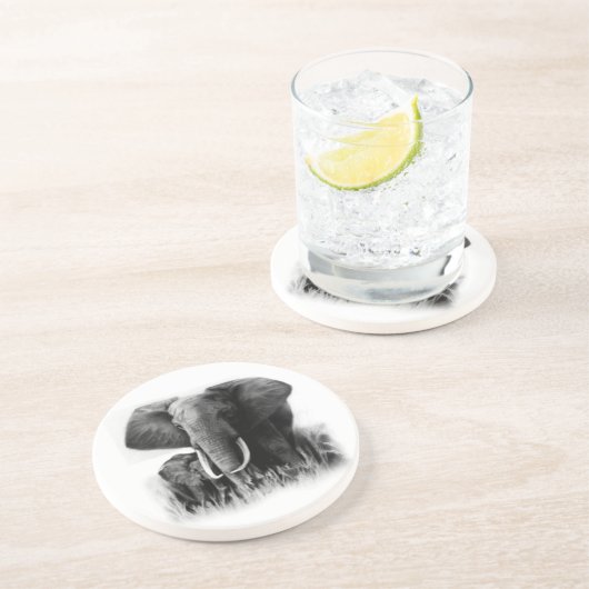 Zwart-witte olifanten Onderzetter (Zijkant)