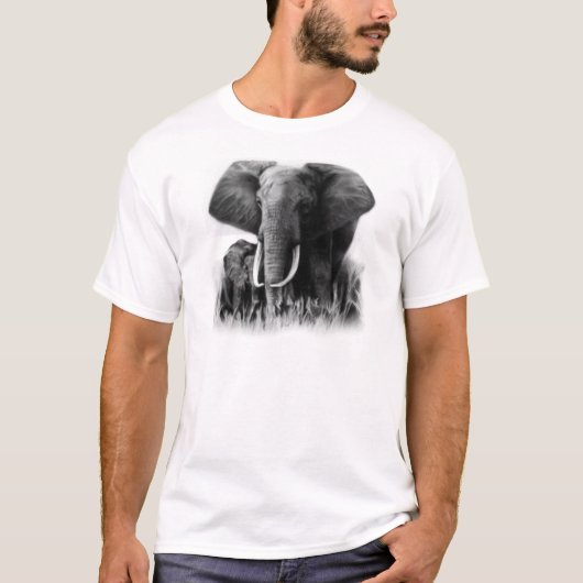 Zwart-witte olifanten t-shirt (Voorkant)