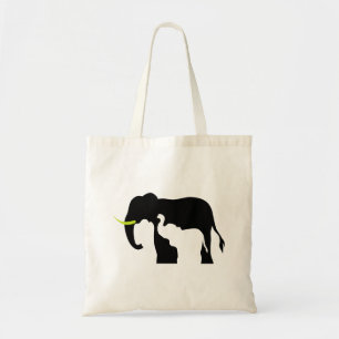 Zwart-witte olifanten tote bag