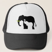 Zwart-witte olifanten trucker pet (Voorkant)
