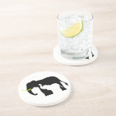 Zwart-witte olifanten zandsteen onderzetter (Zijkant)