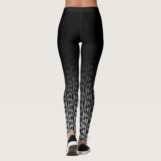 Zwart-witte ombre Retro Wave Patronen Leggings (Achterkant)