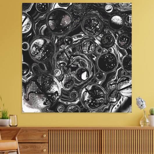 Zwart-witte oneindig canvas afdruk (Insitu (Woonkamer))