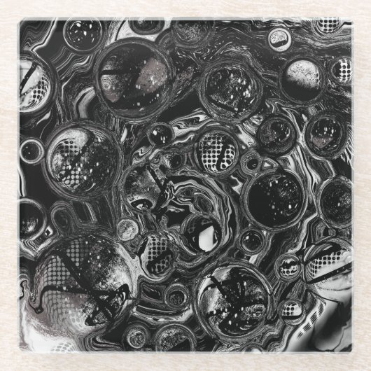 Zwart-witte oneindig glazen onderzetter (Voorkant)