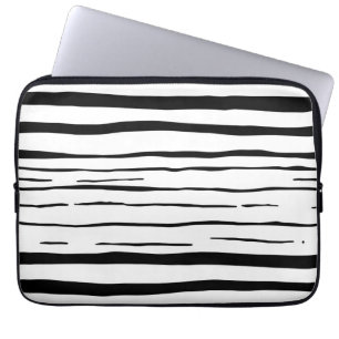 Zwart Witte Onregelmatige Strepen Patroon Laptop Sleeve