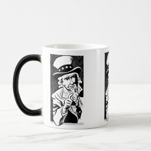 zwart/witte oom Sam wil je Magische Mok (Links)