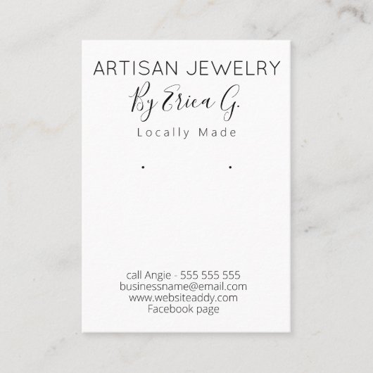 Zwart-witte oorringen — juwelenkaart visitekaartje (Voorkant)