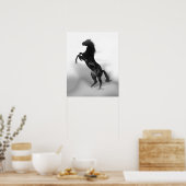 Zwart-witte opfokpaarden Vrijheid Poster (Keuken)