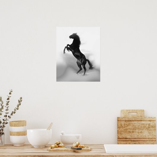 Zwart-witte opfokpaarden Vrijheid Poster (Keuken)