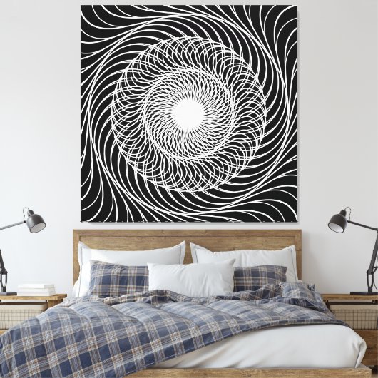 Zwart-witte optische illusie canvas afdruk (Insitu (Slaapkamer))