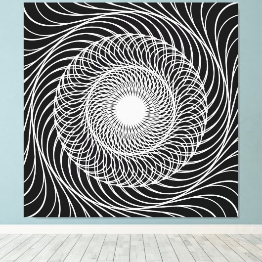 Zwart-witte optische illusie canvas afdruk (Insitu (Houten vloer))