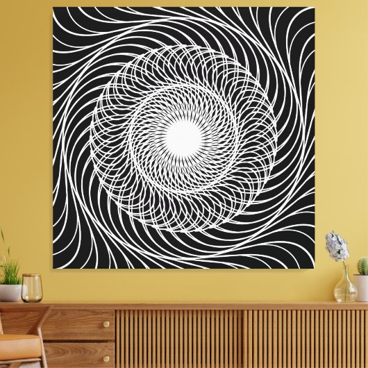 Zwart-witte optische illusie canvas afdruk (Insitu (Woonkamer))
