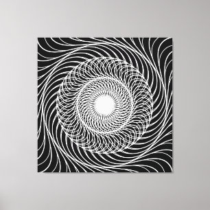 Zwart-witte optische illusie canvas afdruk
